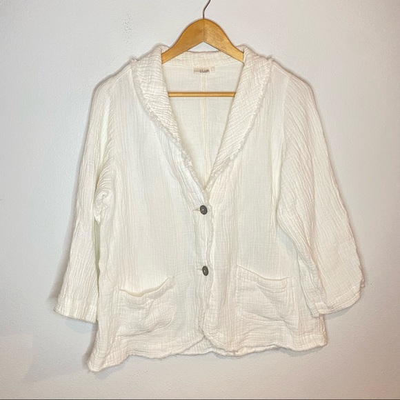 Kleen Linen Cotton Blend Gauzy Button Front Top - Picture 1 of 7